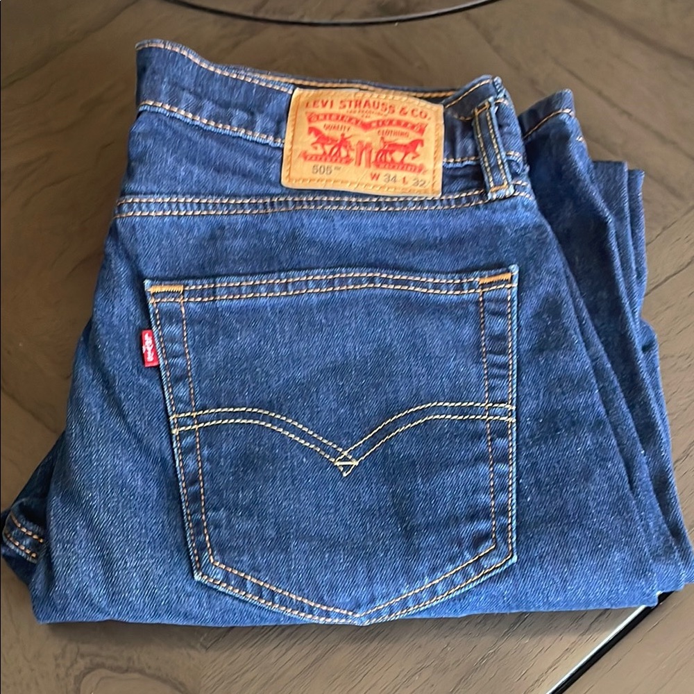 Levi's 505 Dark Blue Straight Jeans Iconic Style
